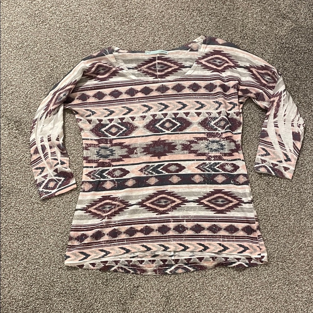 Maurices Burnout Aztec print Top size medium